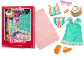 American Girl AG Sisters beachy chic swim top with turquoise trim, for 14.5-inch dolls