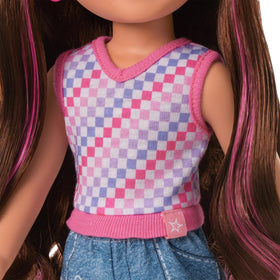 AG Sisters pink backpack with patches and logo for small accessories