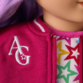 American Girl Truly Me 18-inch doll wearing Star Squad jacket for versatile fashion play
