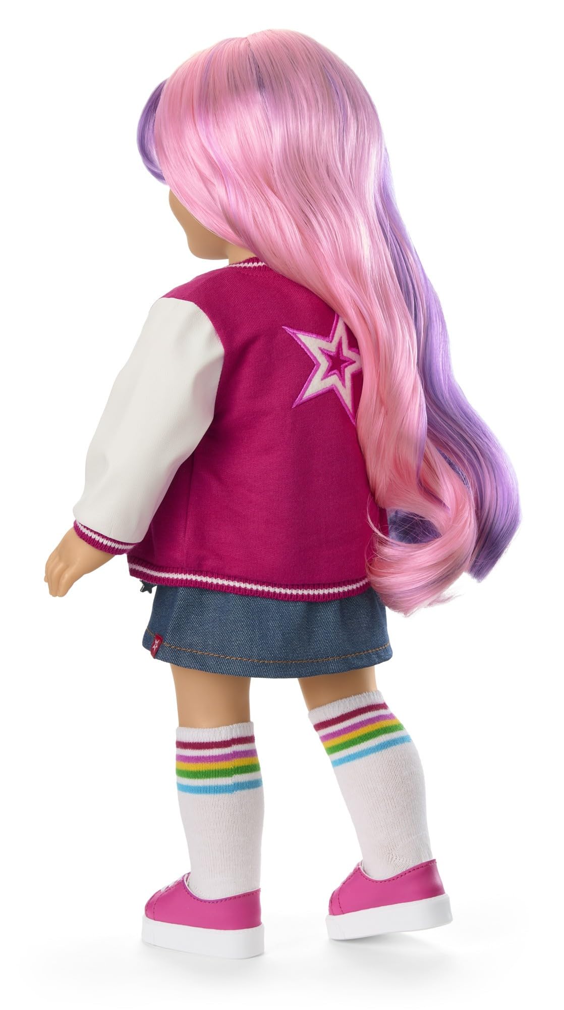 American Girl Truly Me 18-inch doll packaging shows care tips for easy setup