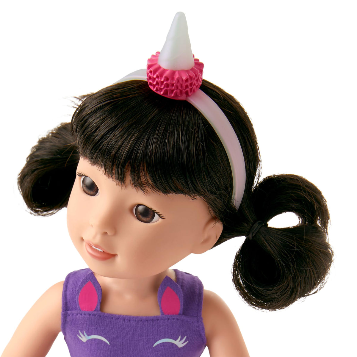 American Girl Emerson WellieWishers pink-purple mesh skirt with glitter waistband for sparkly ensembles.