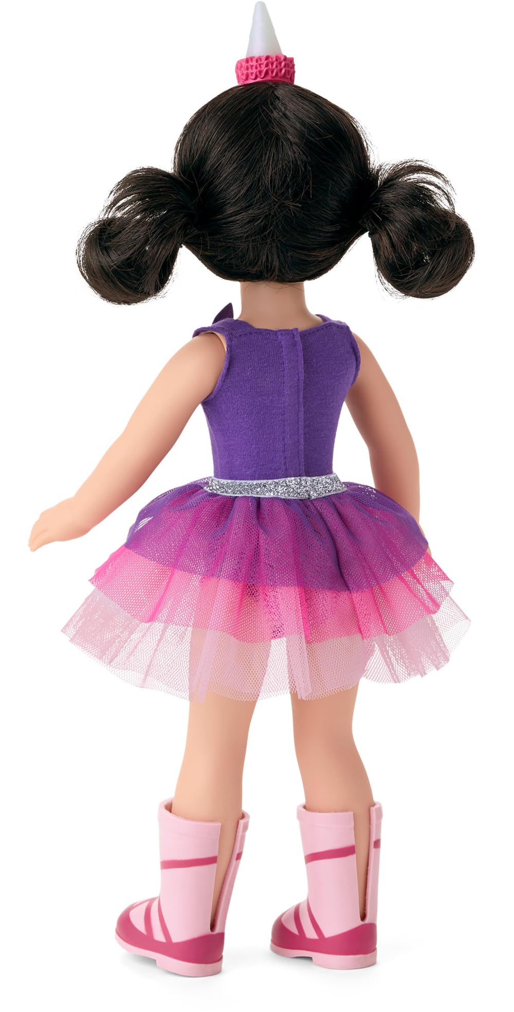 American Girl Emerson WellieWishers pink ballet-style boots support graceful pretend play.