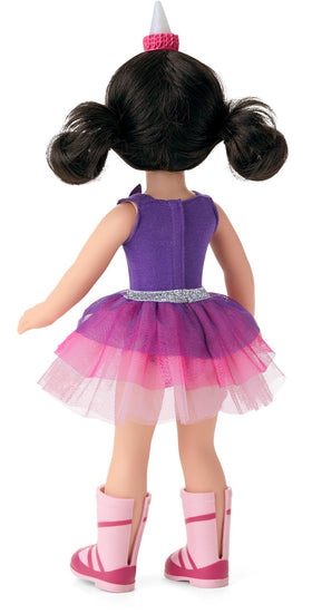 American Girl Emerson WellieWishers pink ballet-style boots support graceful pretend play.