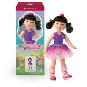 American Girl Emerson WellieWishers in unicorn outfit, front view, ready for imaginative play.