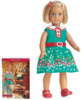 American Girl Kit Mini Doll with blue eyes and blond bob, ready for imaginative play.
