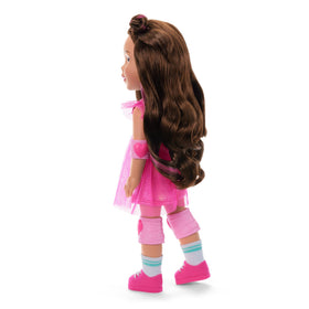 American Girl Lea doll long wavy brown hair with hot-pink highlights for creative styling
