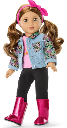 American Girl Lila light-pink knit tee with horseshoe graphic