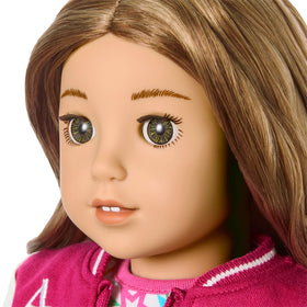 Star Squad jacket on the Truly Me doll featuring a back star patch and embroidered logo.