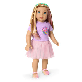 American Girl Summer McKinny Bake Sale Outfit multicolored skirt with rainbow pattern excites creative outings