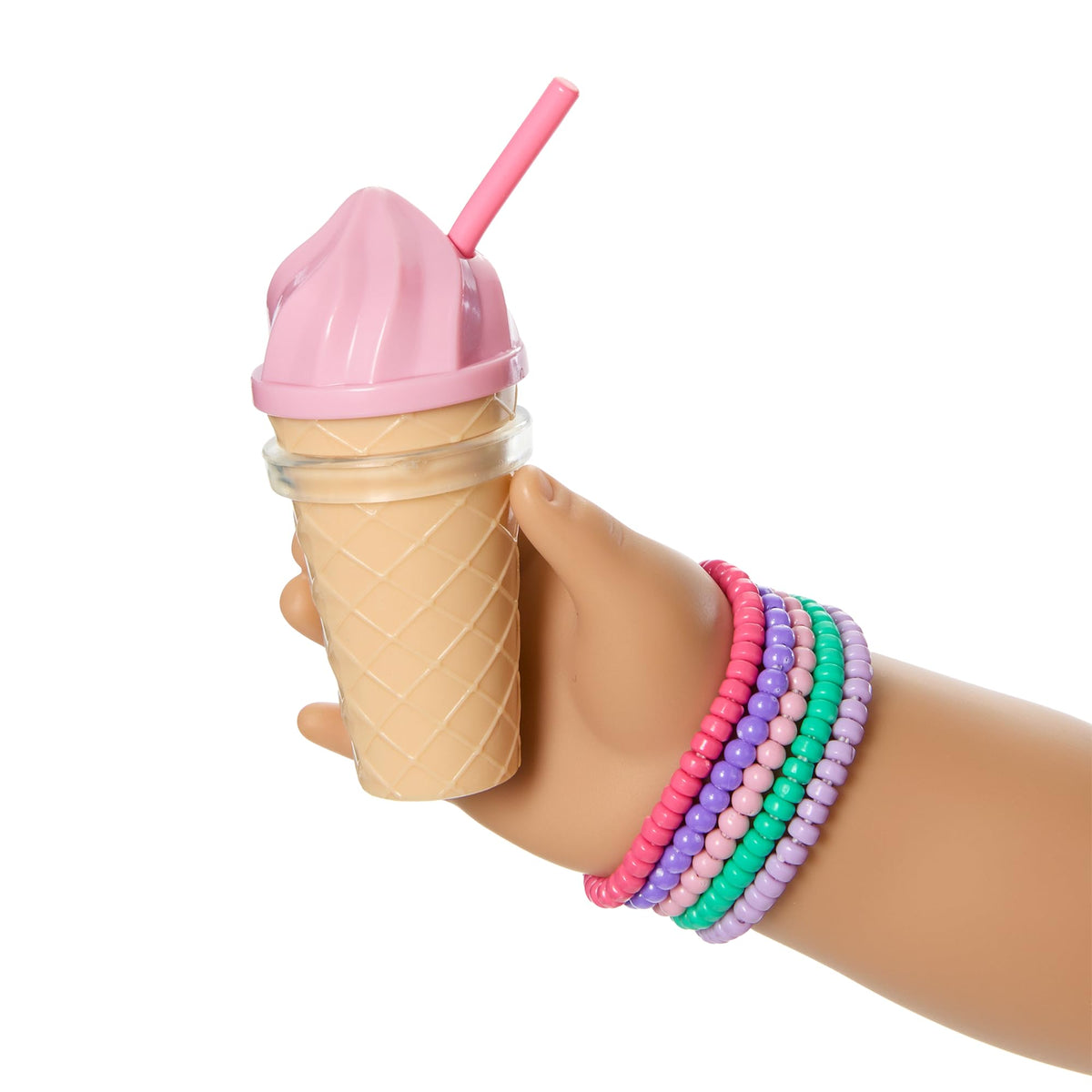 American Girl Summer McKinny beaded bracelets with heart charms complement outfits.