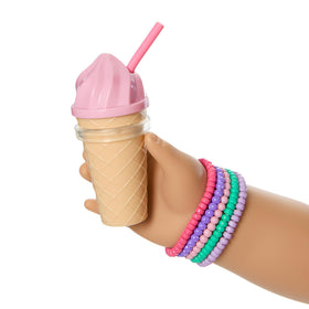American Girl Summer McKinny beaded bracelets with heart charms complement outfits.
