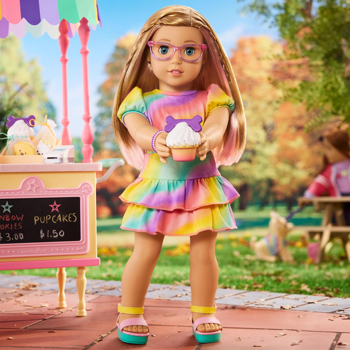 American Girl Summer McKinny knit dress offers colorful, comfortable styling for many stories.