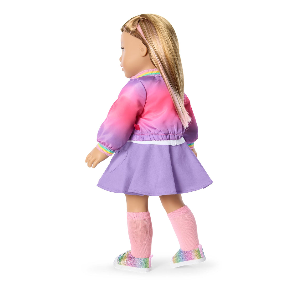 American Girl Waggy Pup Tails outfit shown on the doll to spark imaginative storytelling.
