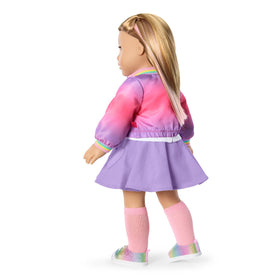 American Girl Waggy Pup Tails outfit shown on the doll to spark imaginative storytelling.