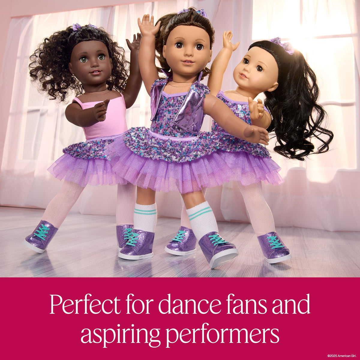American Girl Truly Me 111 sequined skirt, versatile layer for creative dance looks.