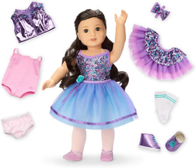 American Girl Truly Me 111 glitter sneakers, completing dance-day outfits and practice readiness.