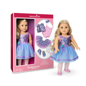 American Girl Truly Me #125 doll with hazel eyes and curly blonde hair ready for imaginative play.