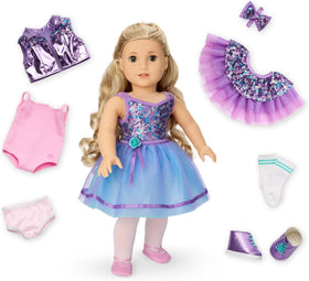 American Girl Truly Me #125 doll wearing glitter sneakers for playful performances.