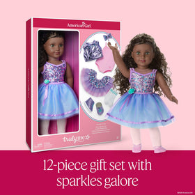 Outfit set includes multicolored sequined leotard for vibrant recital performances.
