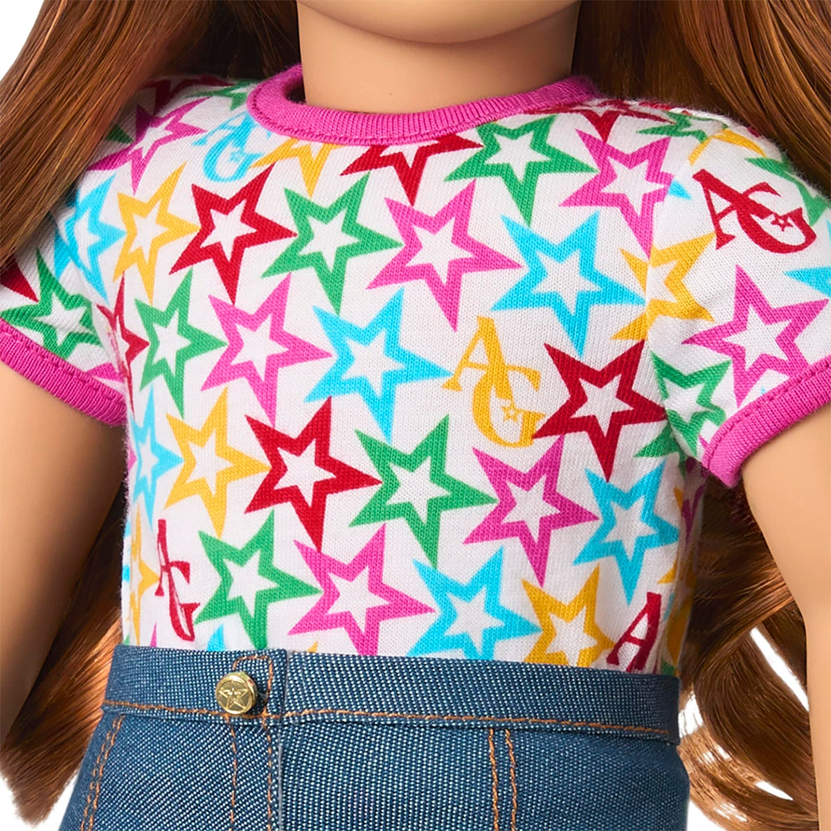 American Girl Truly Me 18-inch Doll #103 white tee with star print, versatile outfits.