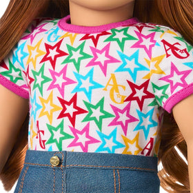 American Girl Truly Me 18-inch Doll #103 white tee with star print, versatile outfits.