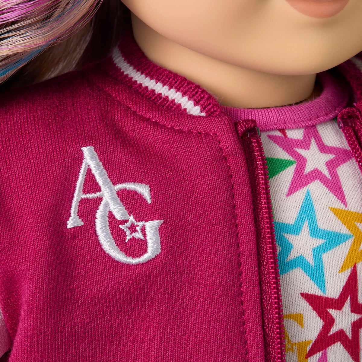 American Girl Truly Me 18-inch #110 star squad jacket with embroidered logo
