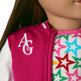 American Girl Truly Me 18-inch doll star squad jacket detail for stylish outfits.