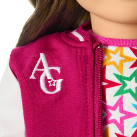 Detail of the AG Star Squad jacket on the Truly Me doll