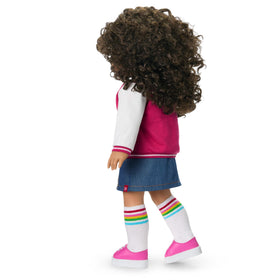 American Girl Truly Me 18-inch doll wearing the complete AG Star Squad outfit.