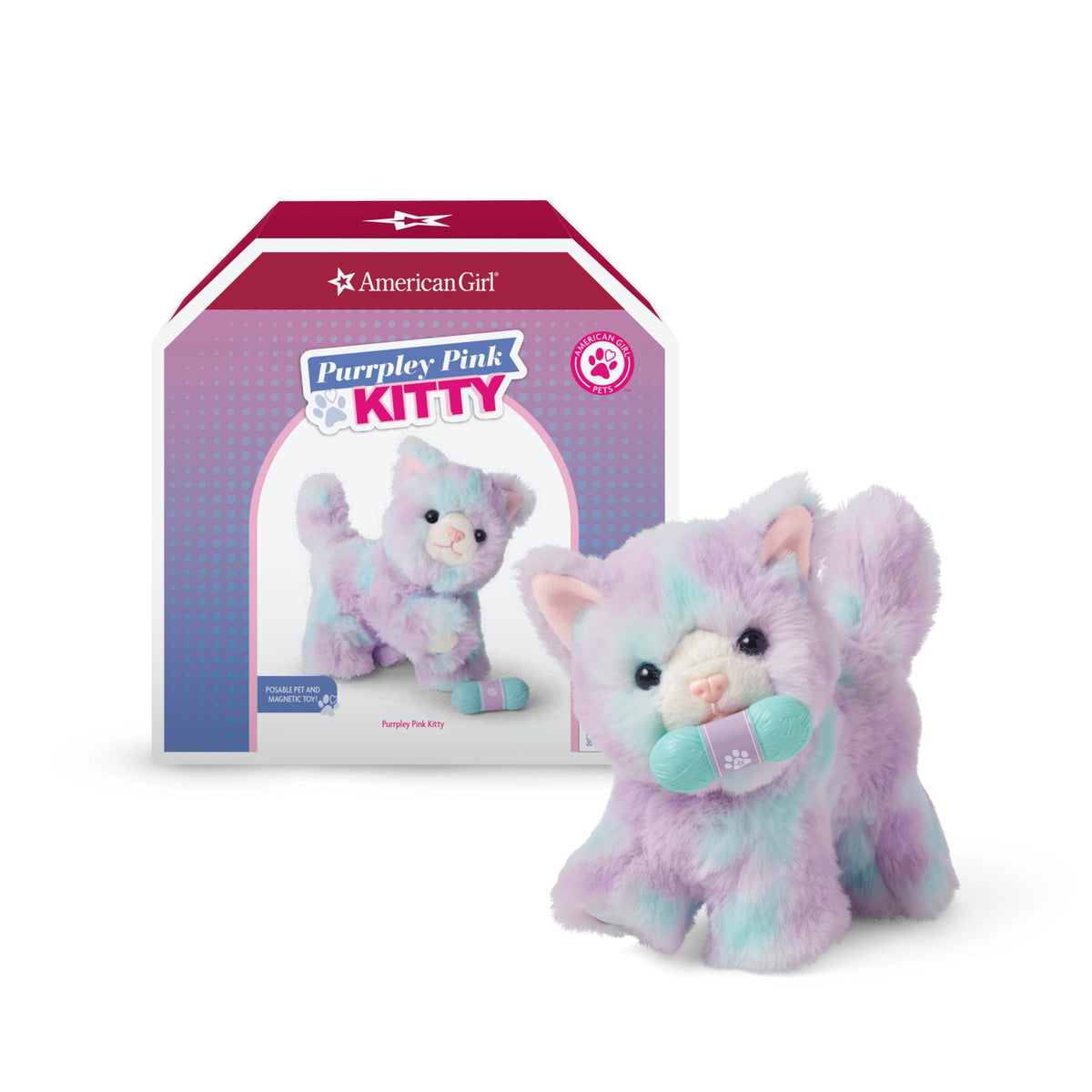 American Girl Truly Me Purrpley Pink Kittycat with multicolor pastel fur sparks imaginative play.