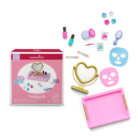 American Girl Truly Me makeup mirror with golden heart for tilting play