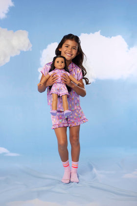 American Girl Truly Me 18in doll Sweet Dreams PJ shorts for playful mornings.