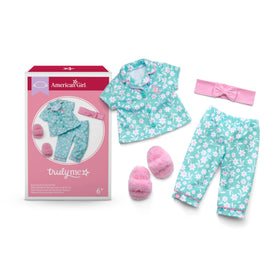 American Girl Truly Me 18-inch doll top with mint velour and floral print for comfy nights.