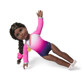 American Girl Truly Me silvery gymnastics slippers complete the look with shine.