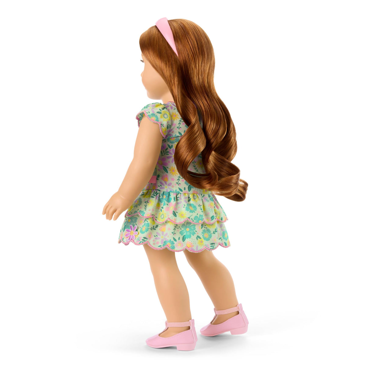 American Girl Truly Me shimmery pink flats complete the outfit.
