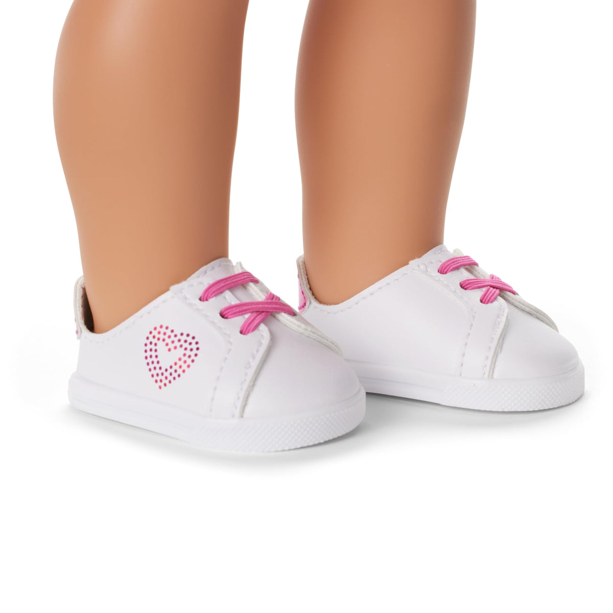 American Girl Truly Me white tennis shoes with foil-heart details for sparkle