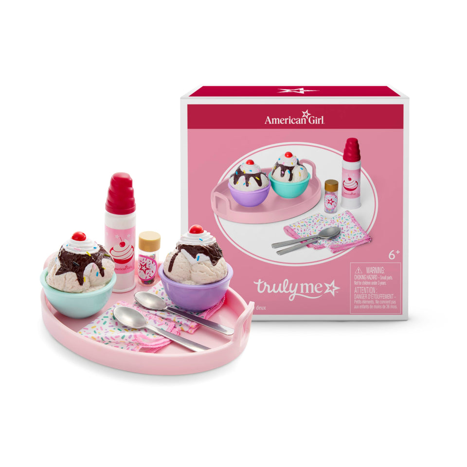American Girl Truly Me sundae set with ice cream sundaes for imaginative play