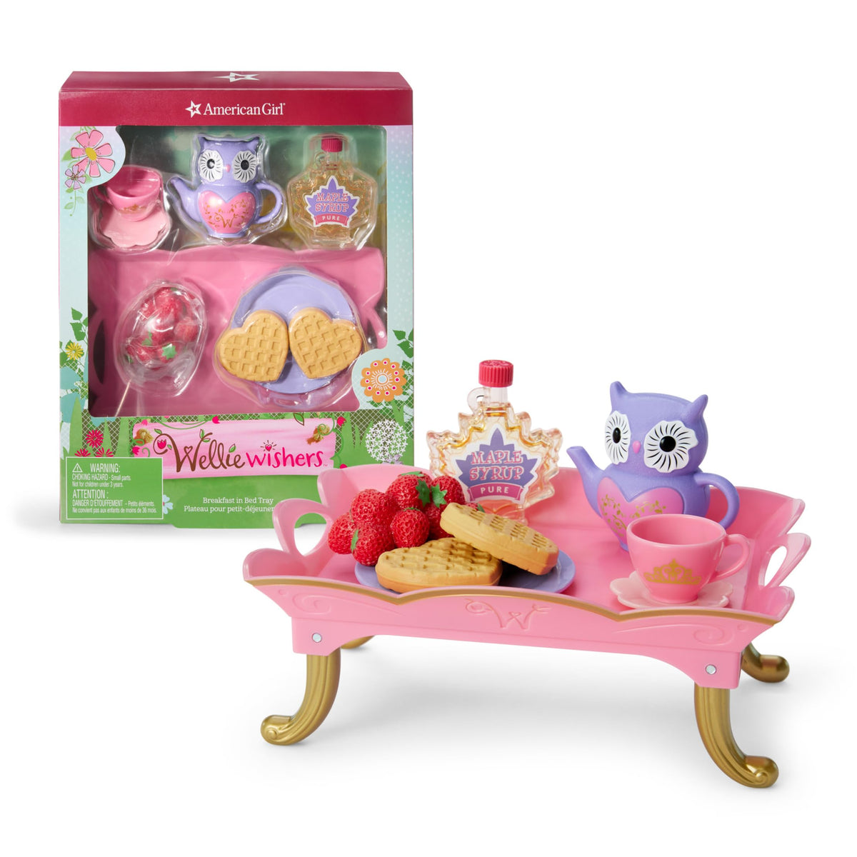 American Girl WellieWishers breakfast tray over doll lap for pretend meals