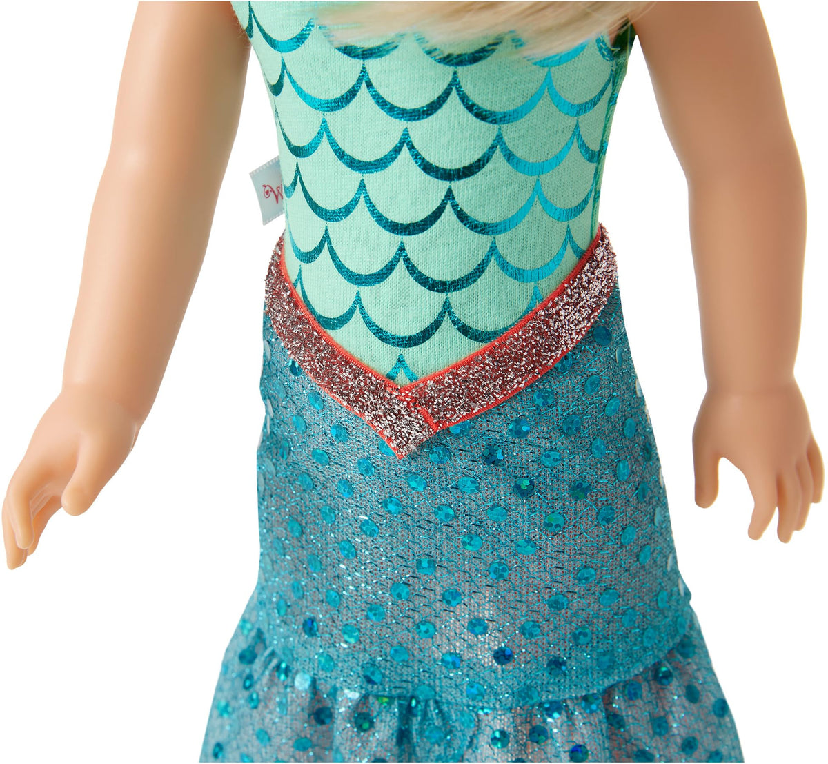 American Girl WellieWishers Camille doll featuring a shell headband for mermaid style