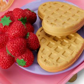 American Girl WellieWishers heart-shaped waffles with toppings ideas