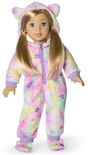 American Girl Summer's Stars & Snuggles PJs doll bodysuit pastel rainbow for snug sleepwear