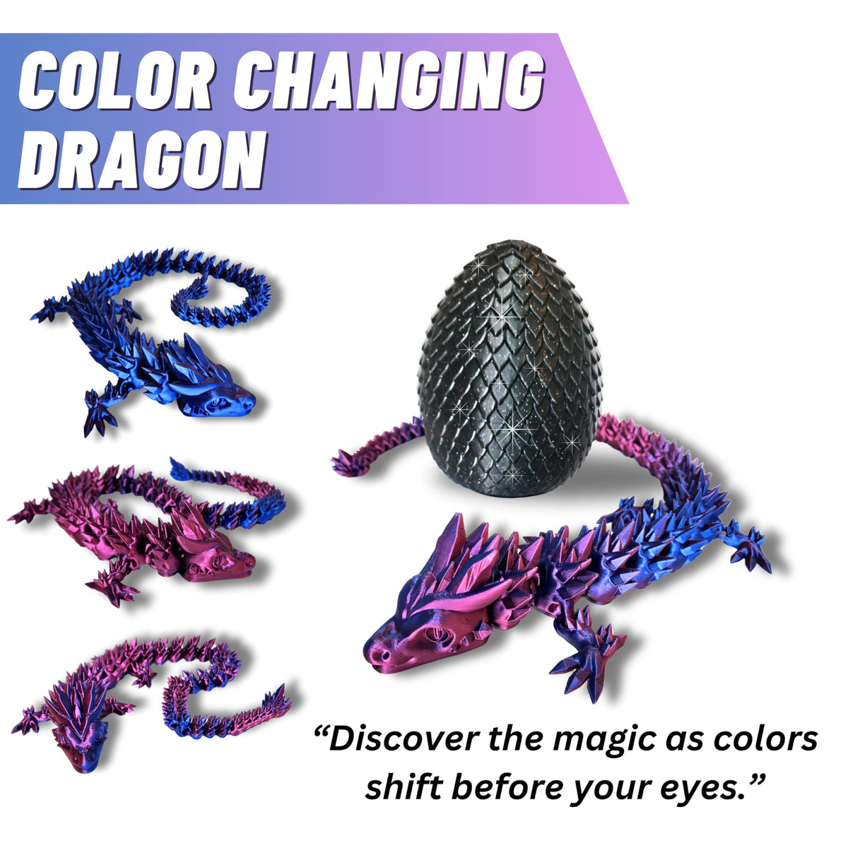 Amerimaker dragon side bend demonstrates flexible articulation for storytelling and display.