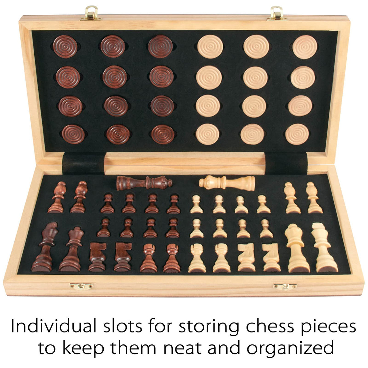 AMEROUS 15'' wooden chess board opened for full game play
