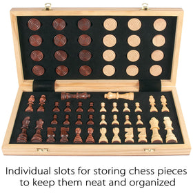 AMEROUS 15'' wooden chess board opened for full game play