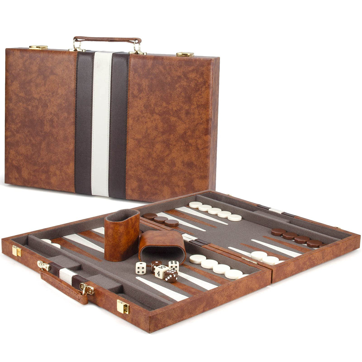 AMEROUS backgammon board opened on table for play with family