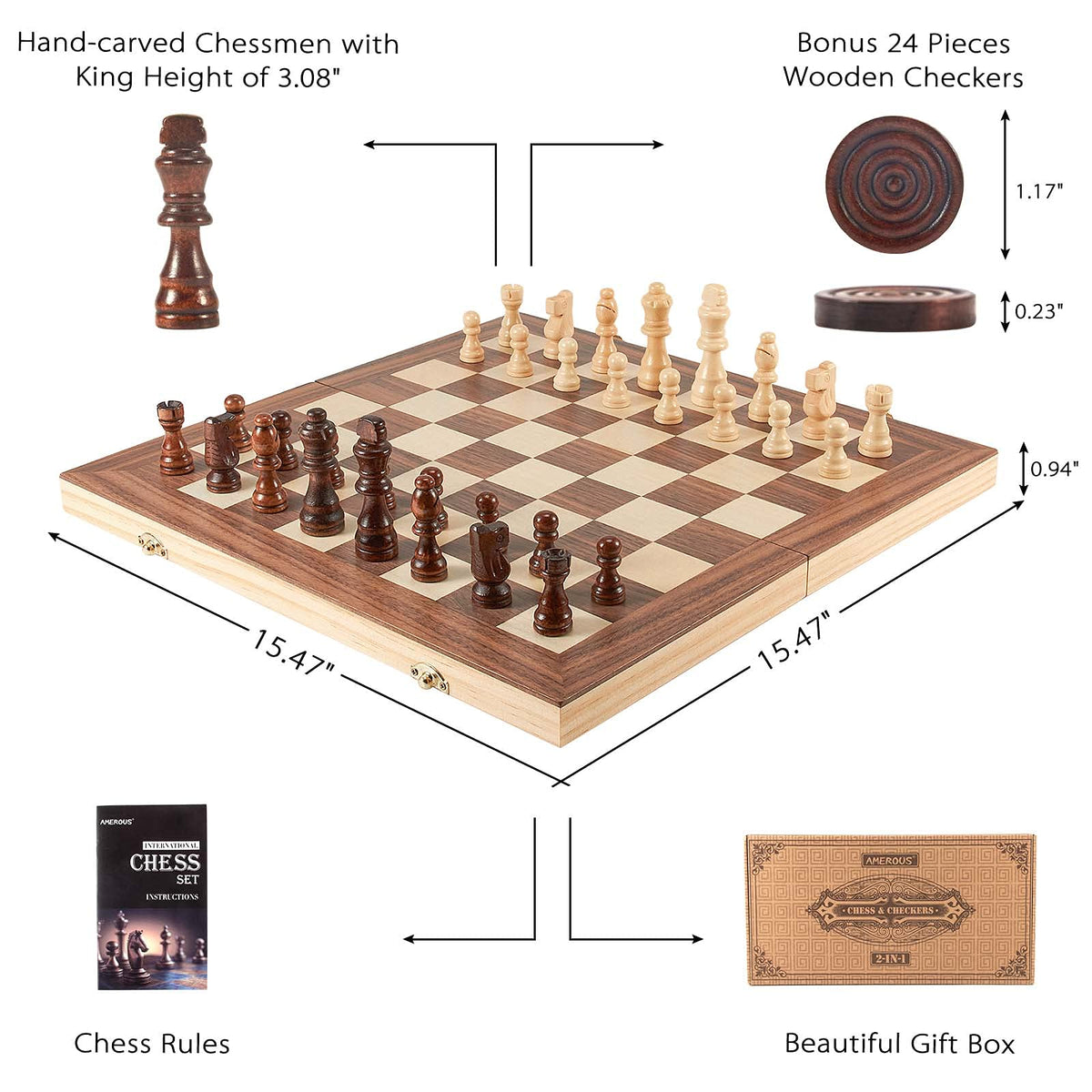 AMEROUS checkers pieces ready to complement chess play