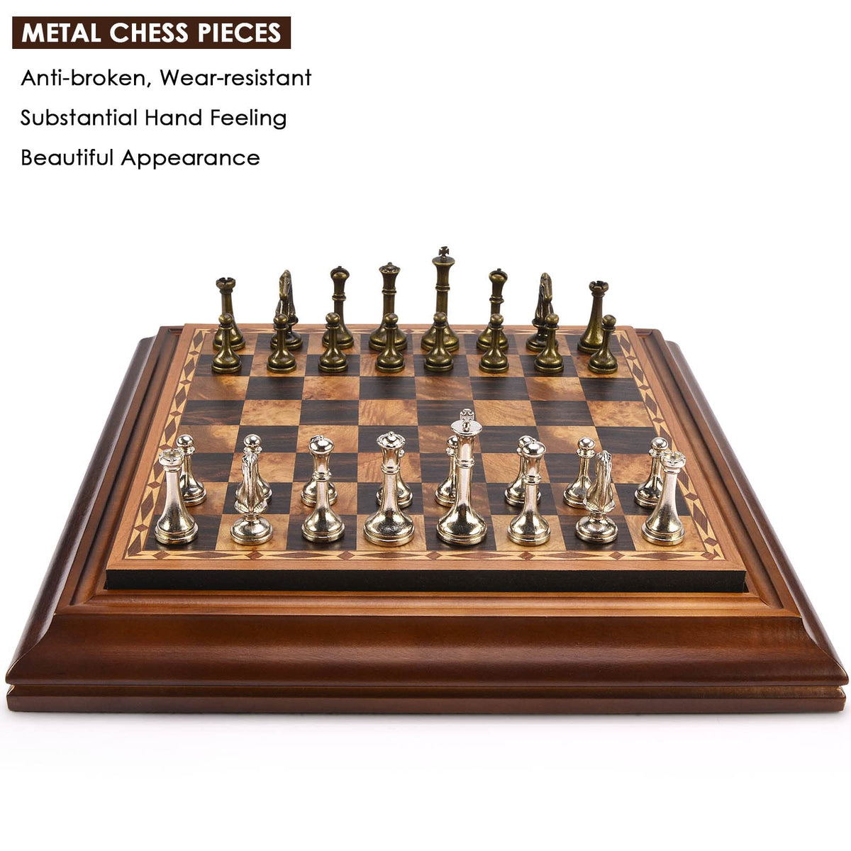 AMEROUS chess set with felt-bottom pieces to reduce noise and scratches