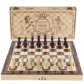 Amerous Chess Set folding board for portable travel play.