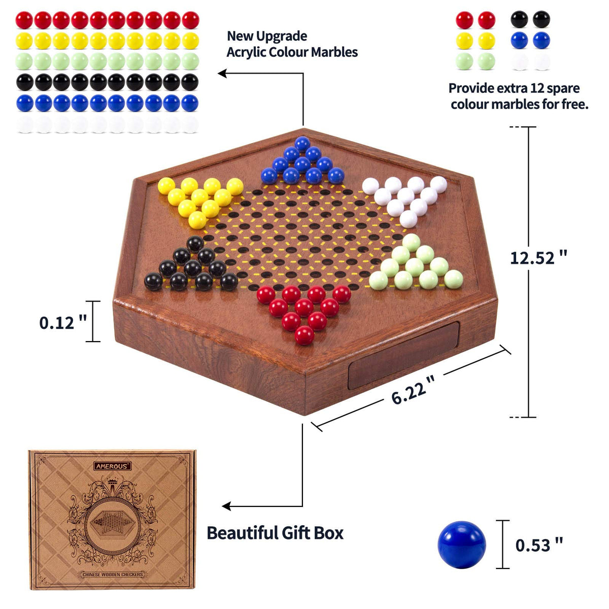 AMEROUS colorful acrylic marbles enhance visibility and strategy during matches.