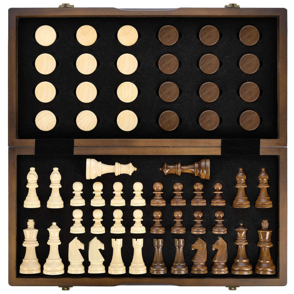 Amerous magnetic chess board folded storage mode, compact and travel-ready.